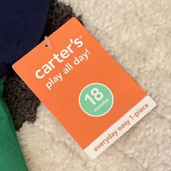 NWT Carter's Boy 18 Months Green Blue Tractor Sports Romper One Piece Playsuit - Picture 7 of 10